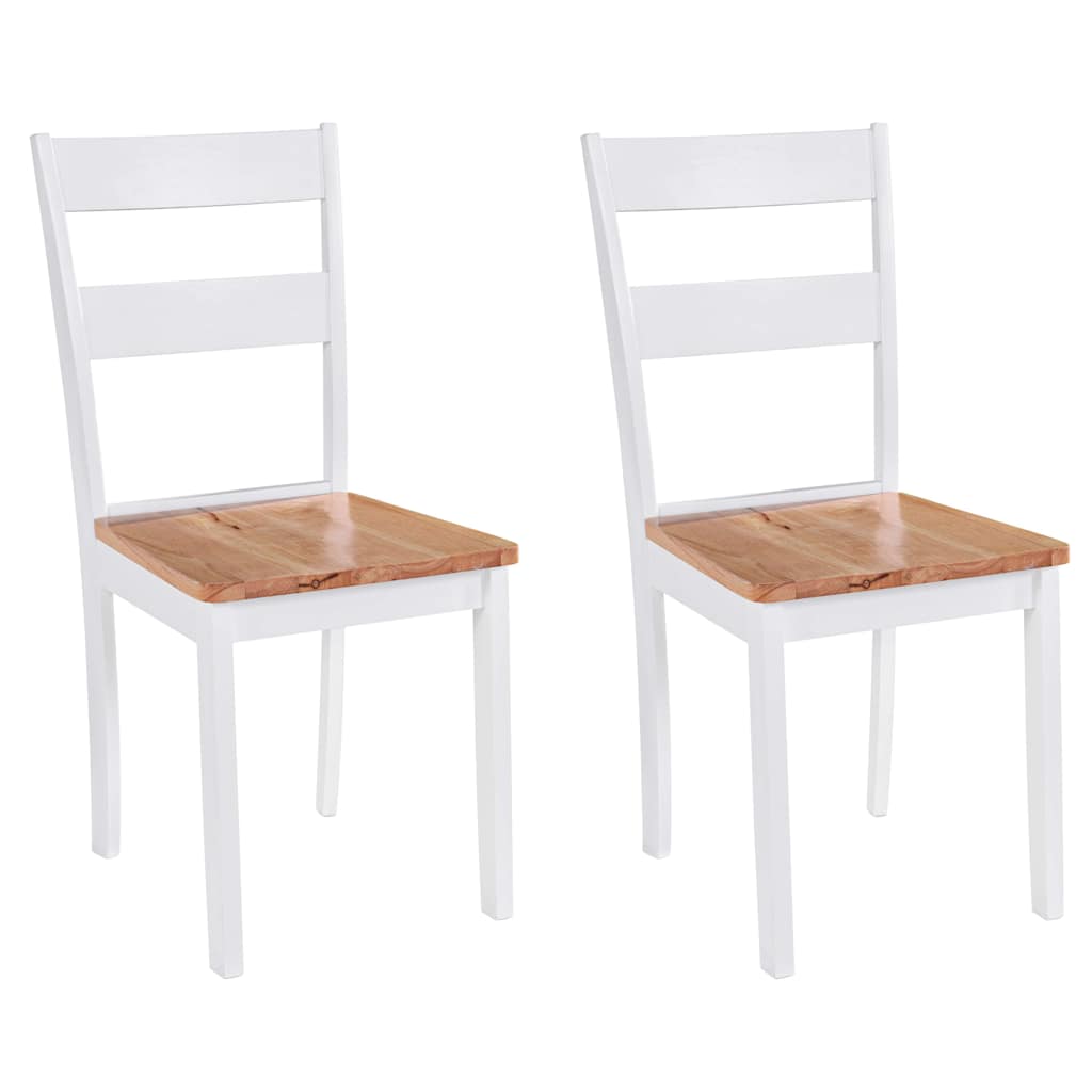 vidaXL Dining Chairs 2 pcs White Solid Rubber Wood - 40.5 x 48 x 89 cm