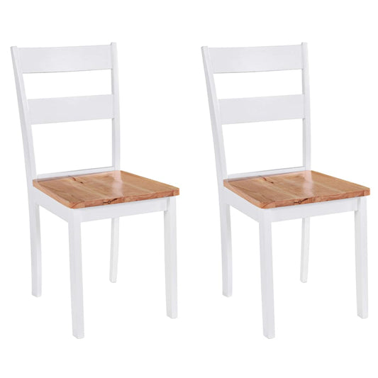 vidaXL Dining Chairs 2 pcs White Solid Rubber Wood - 40.5 x 48 x 89 cm