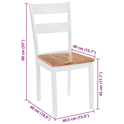vidaXL Dining Chairs 2 pcs White Solid Rubber Wood - 40.5 x 48 x 89 cm