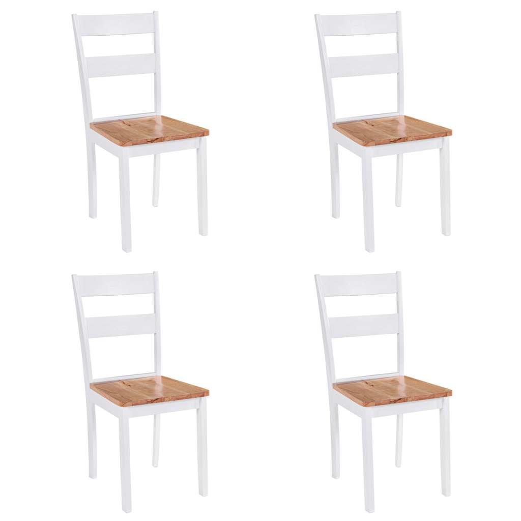 vidaXL Dining Chairs 4 pcs White Solid Rubber Wood - 40.5 x 48 x 89 cm