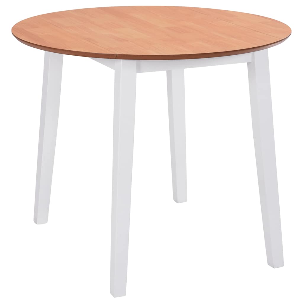 245370 vidaXL Drop-leaf Dining Table Round MDF White - 90 x 75 x 90 cm