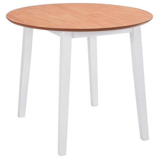 245370 vidaXL Drop-leaf Dining Table Round MDF White - 90 x 75 x 90 cm