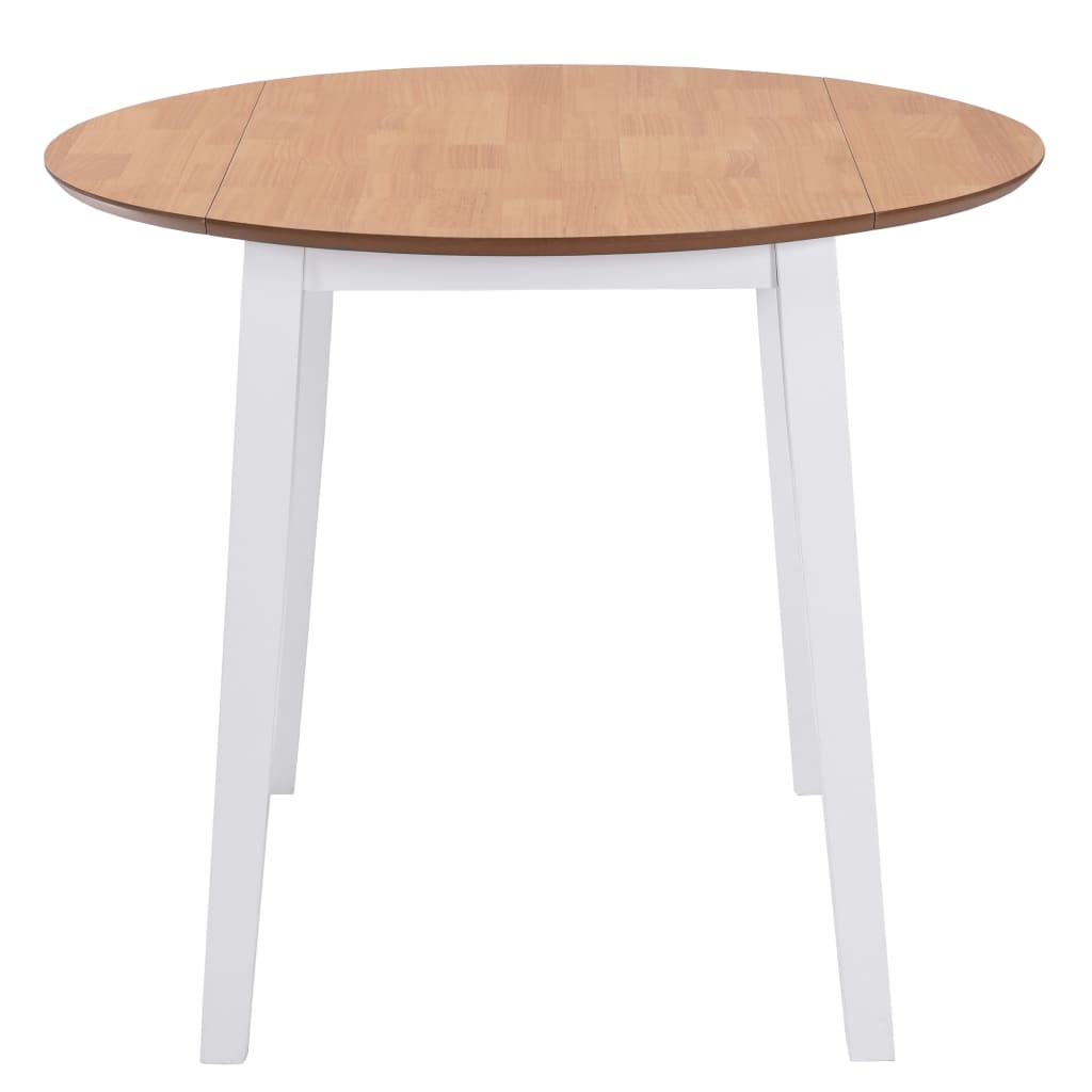 245370 vidaXL Drop-leaf Dining Table Round MDF White - 90 x 75 x 90 cm