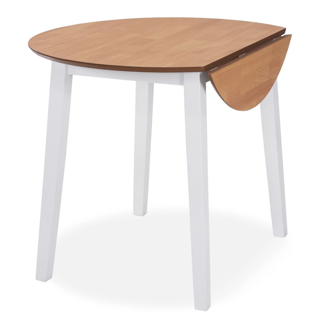 245370 vidaXL Drop-leaf Dining Table Round MDF White - 90 x 75 x 90 cm