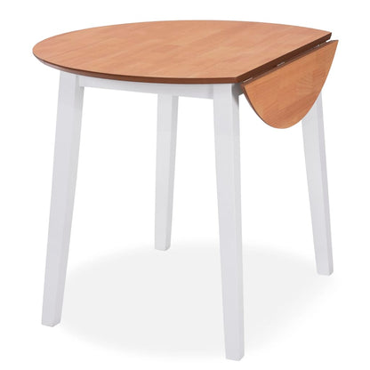 245370 vidaXL Drop-leaf Dining Table Round MDF White - 90 x 75 x 90 cm