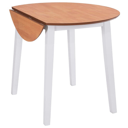 245370 vidaXL Drop-leaf Dining Table Round MDF White - 90 x 75 x 90 cm