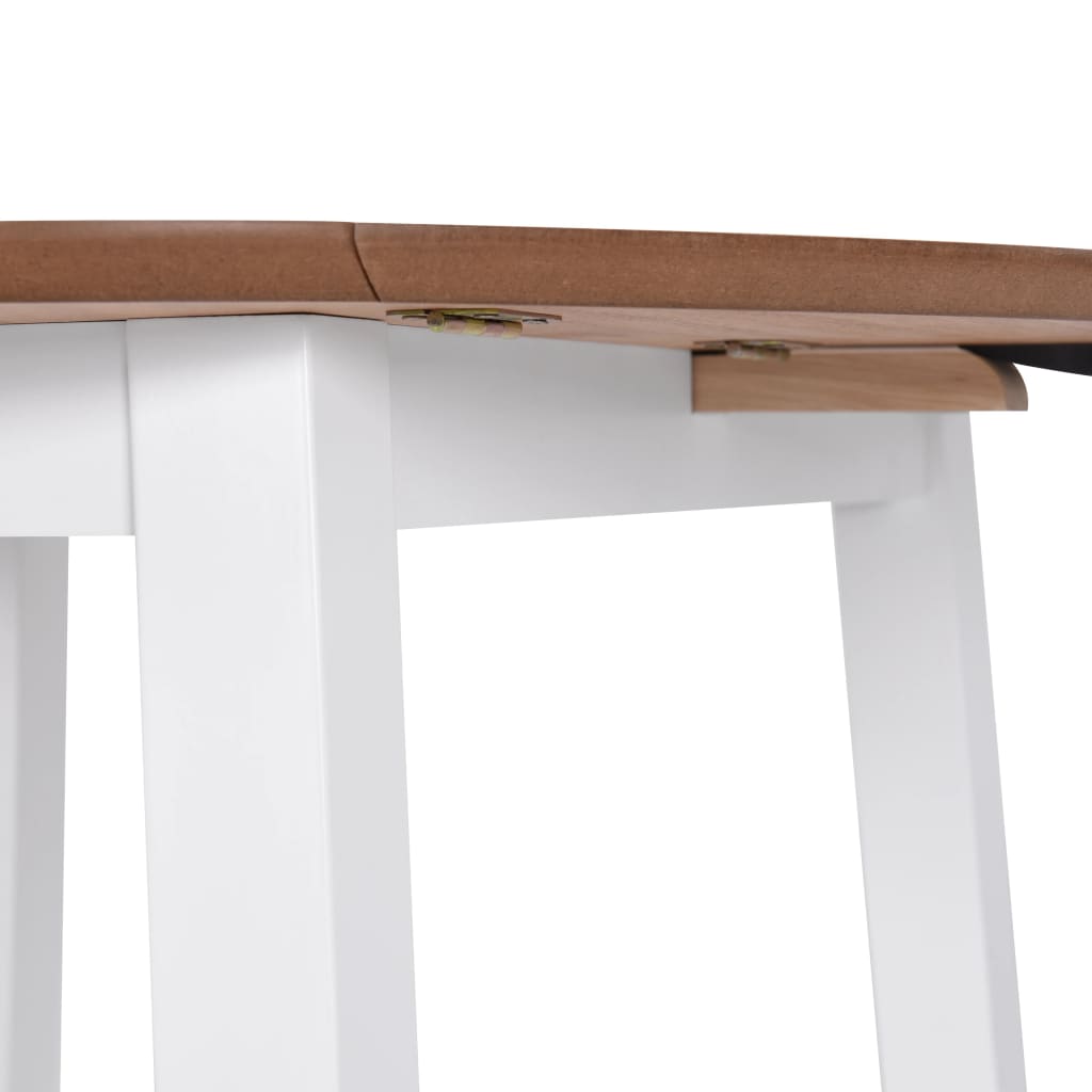 245370 vidaXL Drop-leaf Dining Table Round MDF White - 90 x 75 x 90 cm