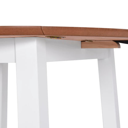 245370 vidaXL Drop-leaf Dining Table Round MDF White - 90 x 75 x 90 cm