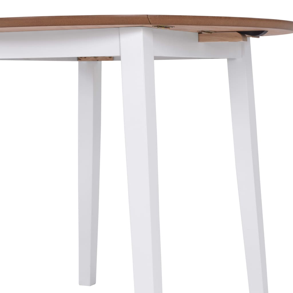 245370 vidaXL Drop-leaf Dining Table Round MDF White - 90 x 75 x 90 cm