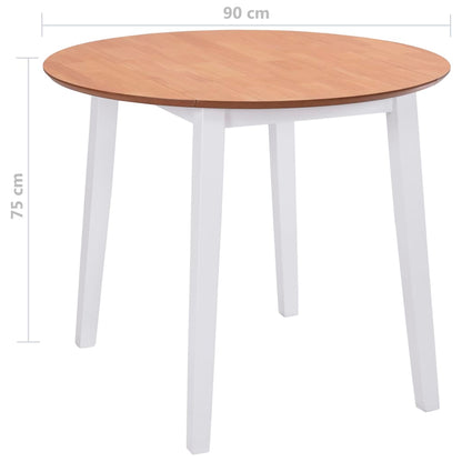 245370 vidaXL Drop-leaf Dining Table Round MDF White - 90 x 75 x 90 cm