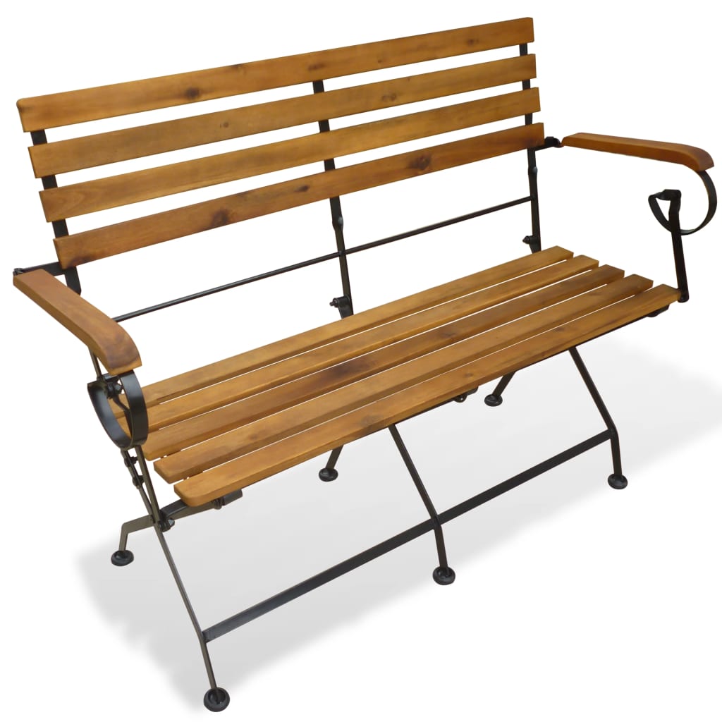 vidaXL Folding Garden Bench 112 cm Solid Acacia Wood - Brown