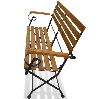 vidaXL Folding Garden Bench 112 cm Solid Acacia Wood - Brown