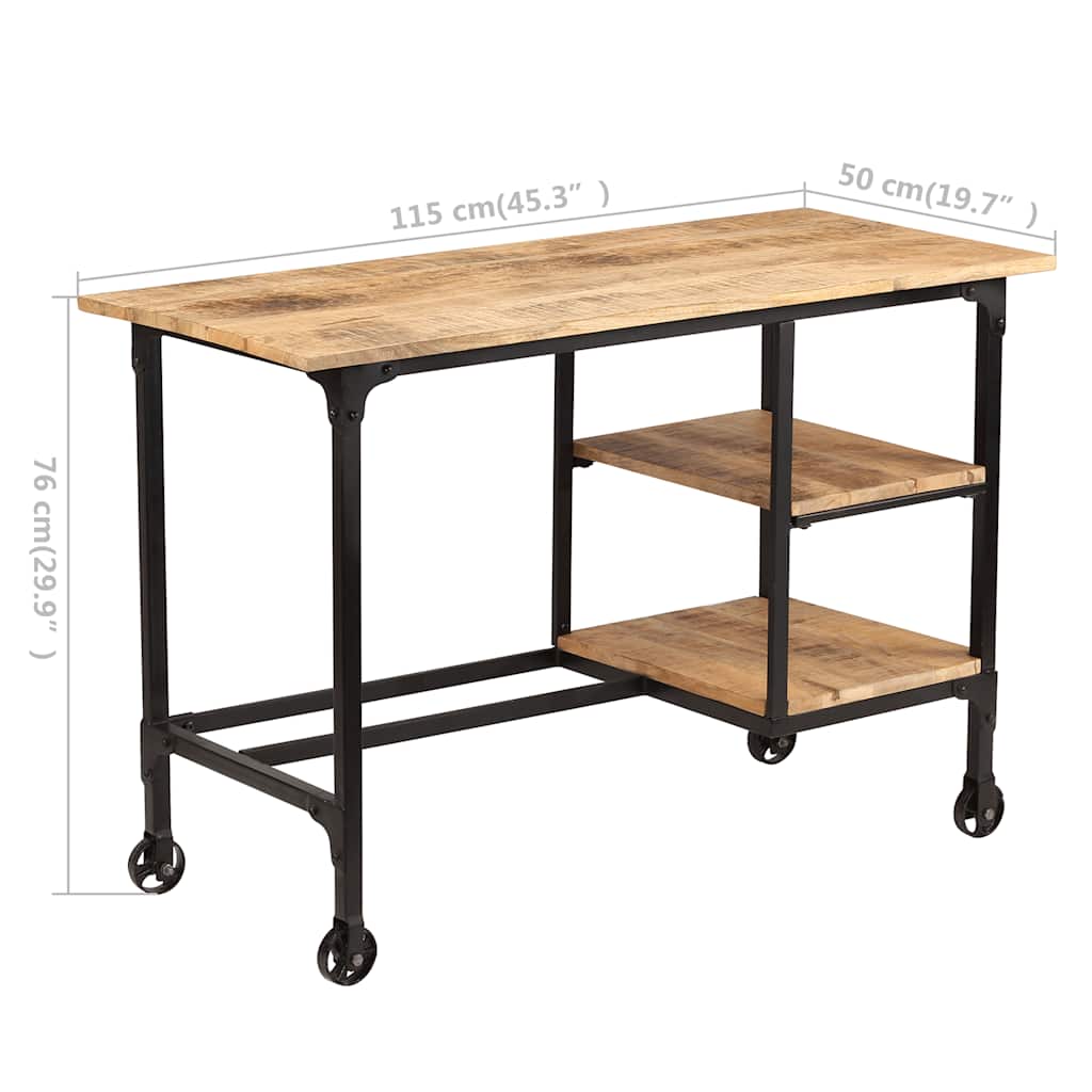 245261 vidaXL Desk with Folding Stool Solid Mango Wood 115x50x76 cm - Brown