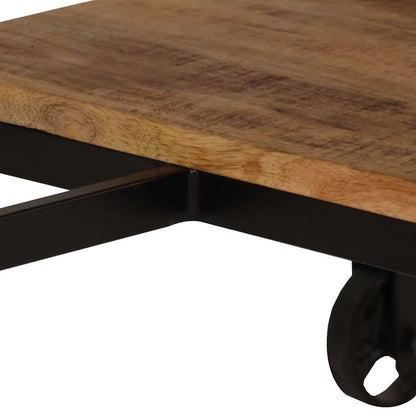245261 vidaXL Desk with Folding Stool Solid Mango Wood 115x50x76 cm - Brown