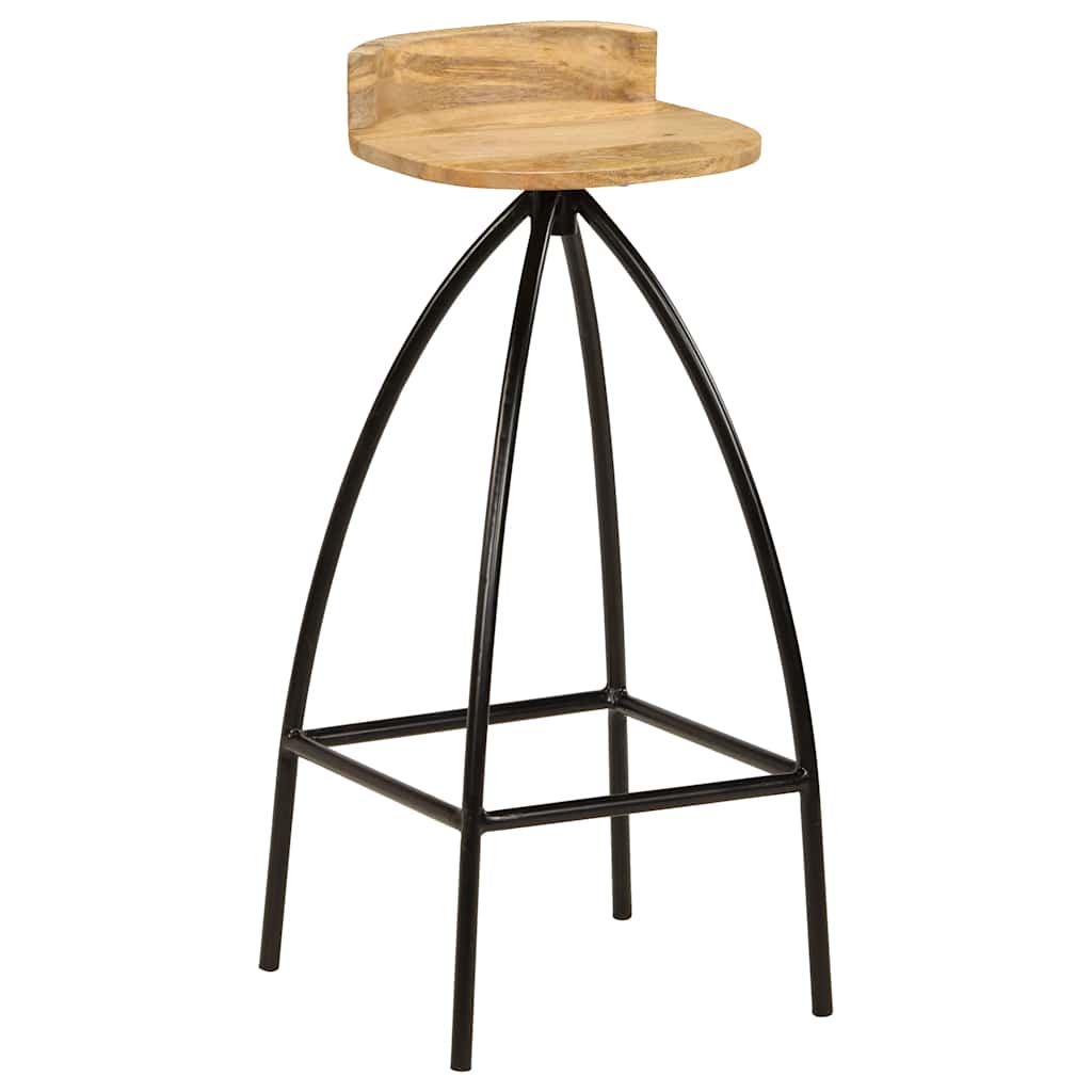 vidaXL Bar Stools 2 pcs Solid Mango Wood - Brown - 40 x 40 x 82 cm