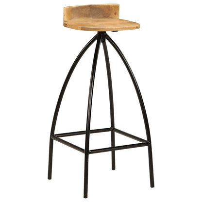 vidaXL Bar Stools 2 pcs Solid Mango Wood - Brown - 40 x 40 x 82 cm