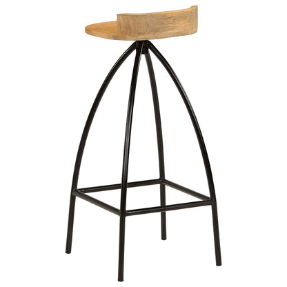 vidaXL Bar Stools 2 pcs Solid Mango Wood - Brown - 40 x 40 x 82 cm