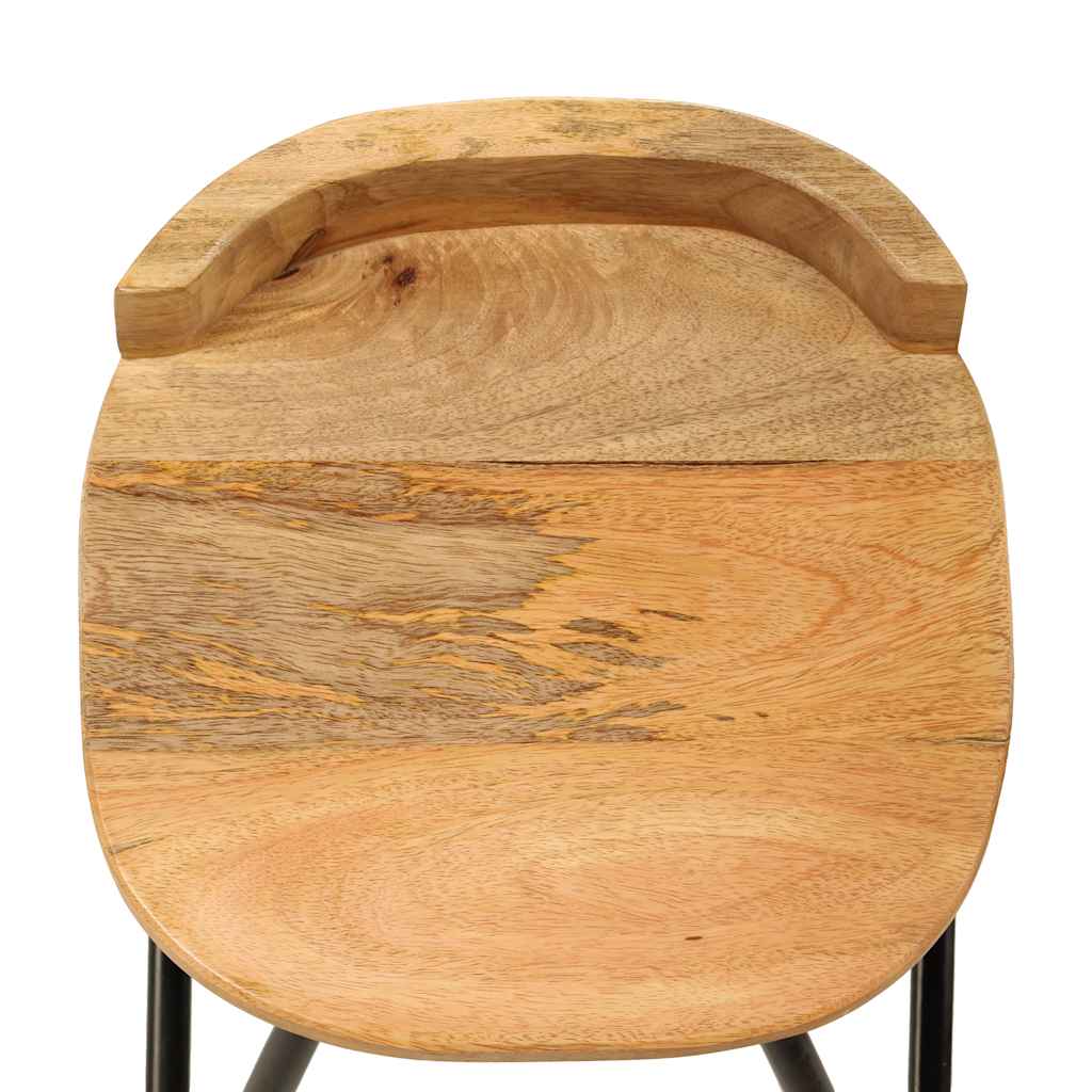 vidaXL Bar Stools 2 pcs Solid Mango Wood - Brown - 40 x 40 x 82 cm