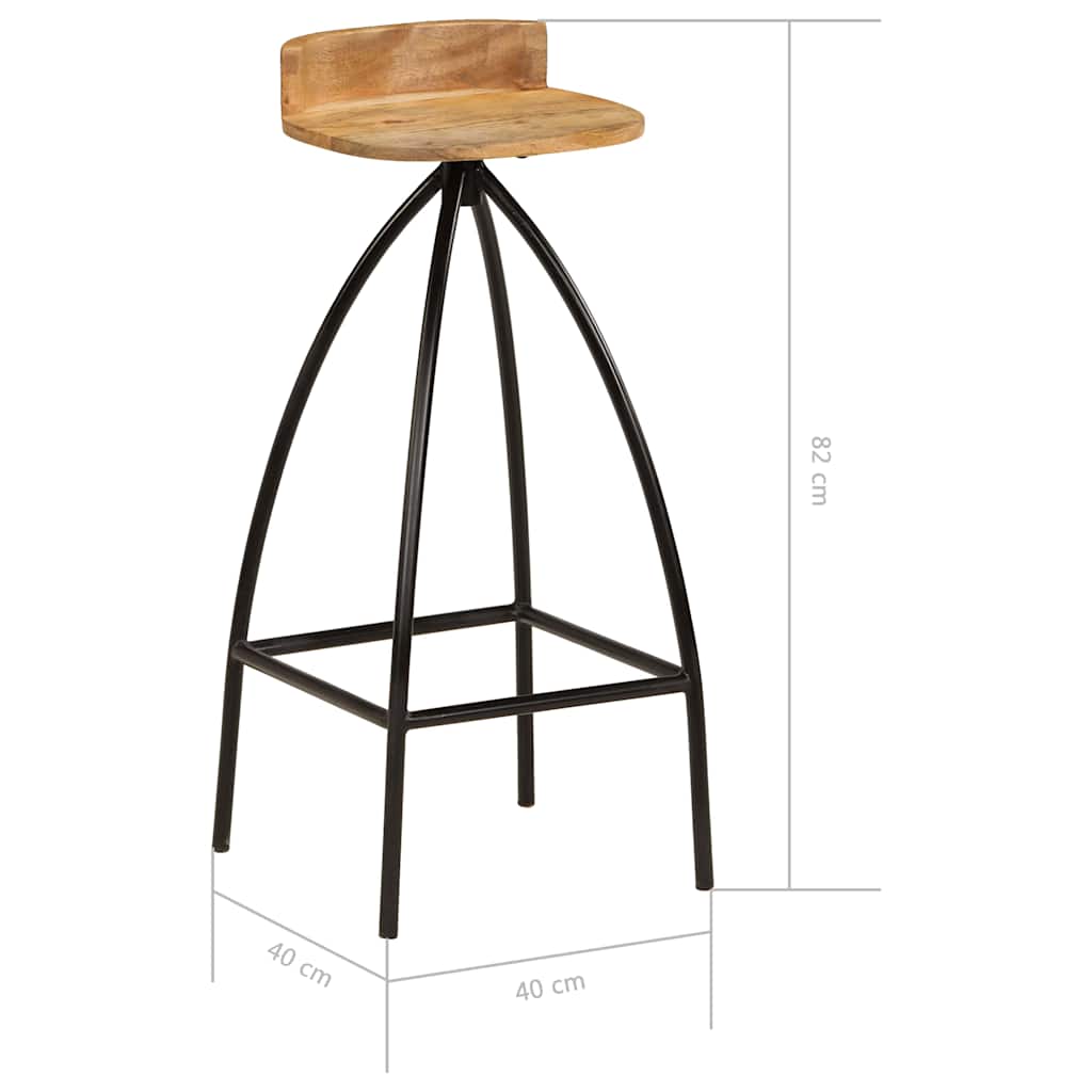 vidaXL Bar Stools 2 pcs Solid Mango Wood - Brown - 40 x 40 x 82 cm