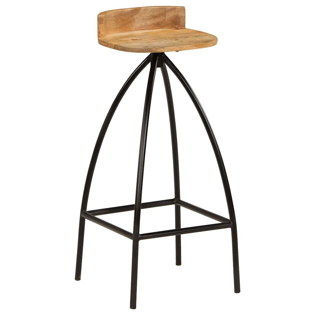 vidaXL Bar Stools 2 pcs Solid Mango Wood - Brown - 40 x 40 x 82 cm