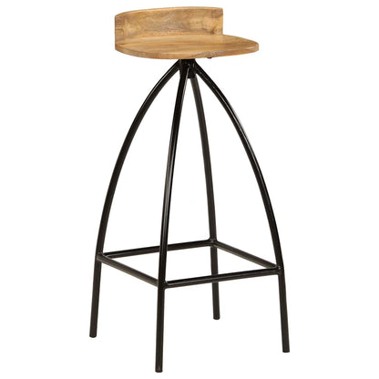 vidaXL Bar Stools 2 pcs Solid Mango Wood - Brown - 40 x 40 x 82 cm