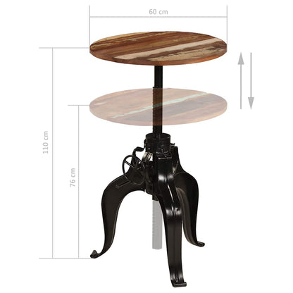 245267 vidaXL Bar Table Solid Reclaimed Wood 60x(76-110) cm - Brown - 60 x 110 x 60 cm