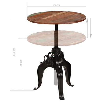 245269 vidaXL Bar Table Solid Reclaimed Wood 75x(76-110) cm - Brown - 75 x 110 x 75 cm