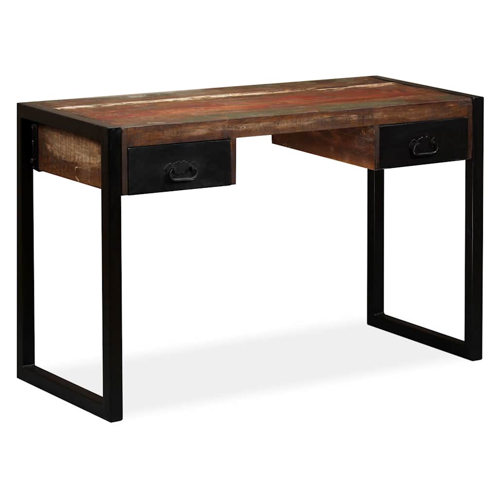 244905 vidaXL Desk with 2 Drawers Solid Reclaimed Wood 120x50x76 cm - Multicolour