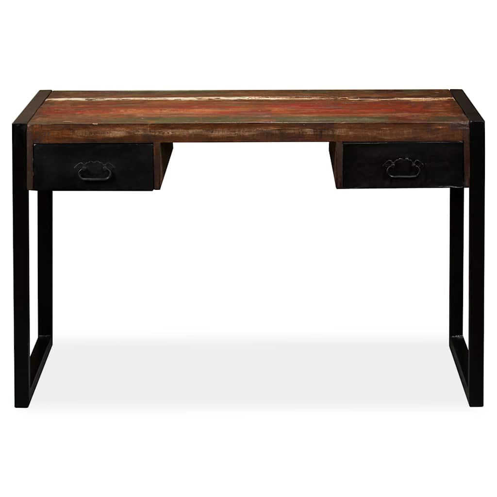 244905 vidaXL Desk with 2 Drawers Solid Reclaimed Wood 120x50x76 cm - Multicolour