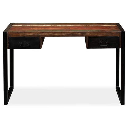 244905 vidaXL Desk with 2 Drawers Solid Reclaimed Wood 120x50x76 cm - Multicolour