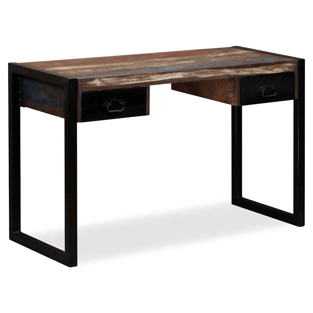244905 vidaXL Desk with 2 Drawers Solid Reclaimed Wood 120x50x76 cm - Multicolour