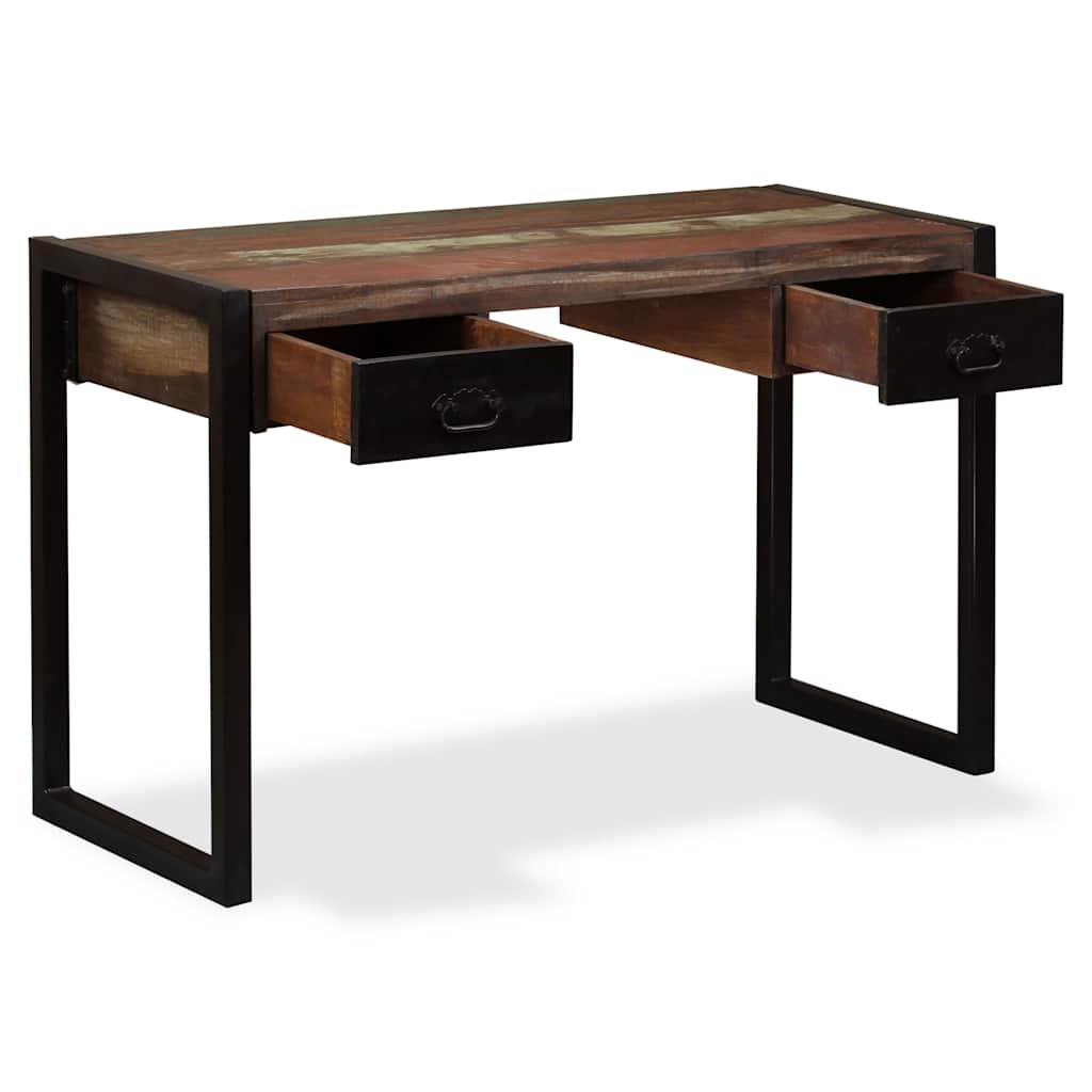 244905 vidaXL Desk with 2 Drawers Solid Reclaimed Wood 120x50x76 cm - Multicolour