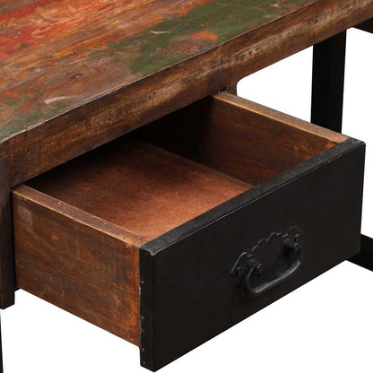 244905 vidaXL Desk with 2 Drawers Solid Reclaimed Wood 120x50x76 cm - Multicolour