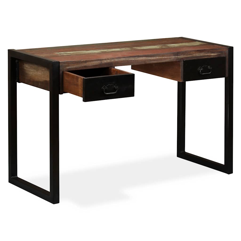 244905 vidaXL Desk with 2 Drawers Solid Reclaimed Wood 120x50x76 cm - Multicolour