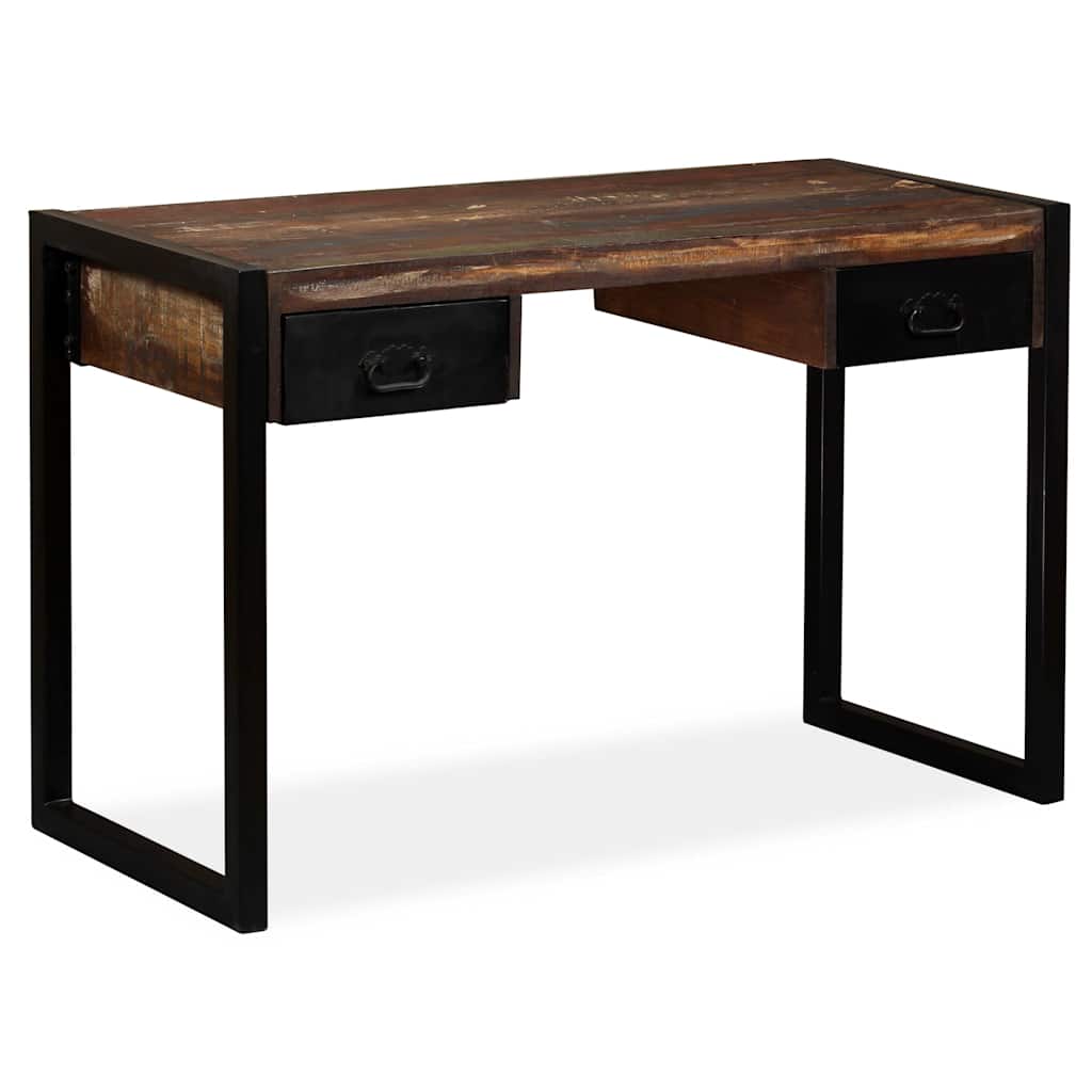 244905 vidaXL Desk with 2 Drawers Solid Reclaimed Wood 120x50x76 cm - Multicolour
