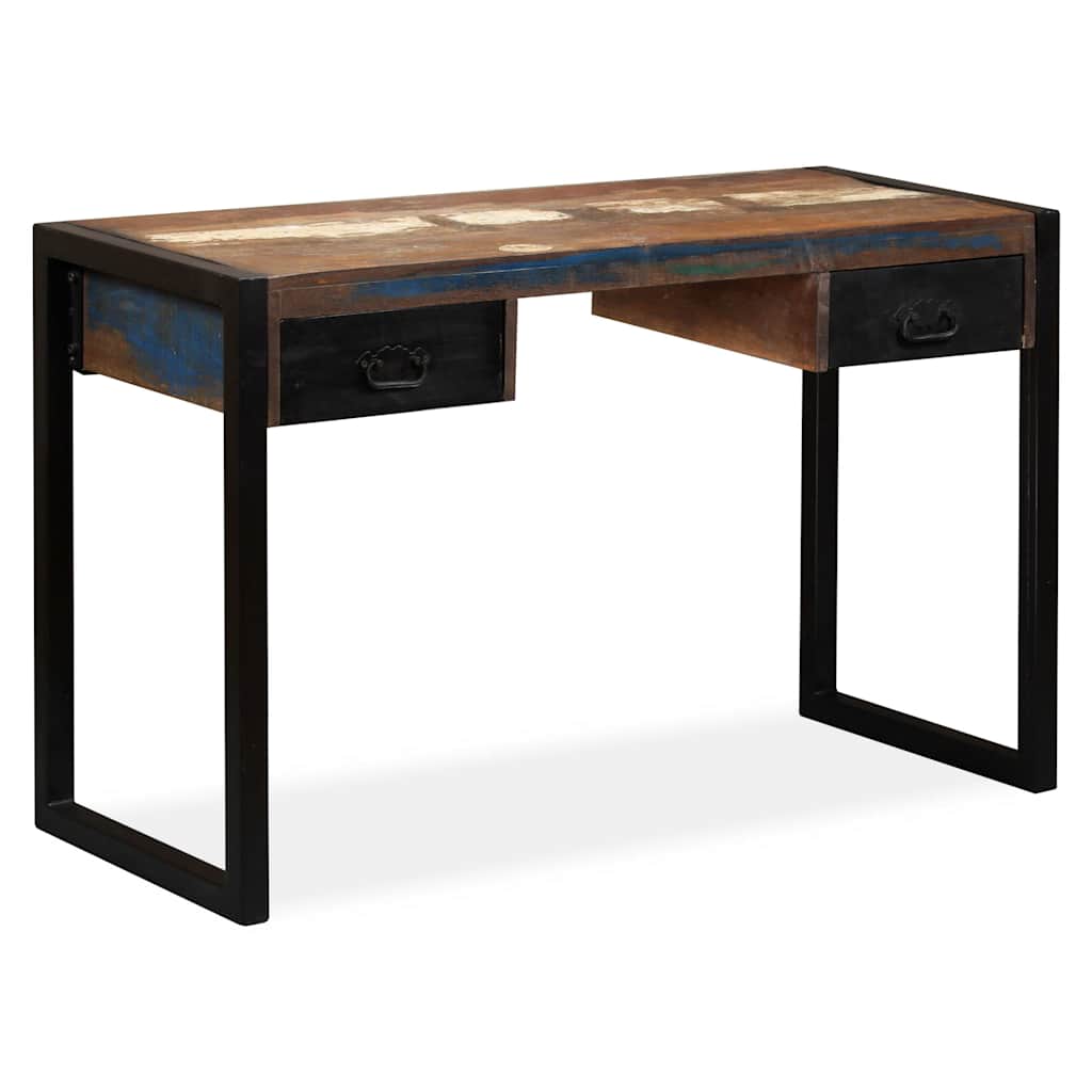 244905 vidaXL Desk with 2 Drawers Solid Reclaimed Wood 120x50x76 cm - Multicolour