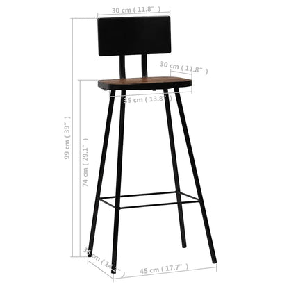 vidaXL Bar Stools 4 pcs Solid Reclaimed Wood - Brown - 45 x 36 x 99 cm