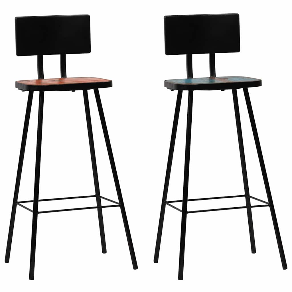 vidaXL Bar Stools 2 pcs Solid Reclaimed Wood - Brown - 45 x 36 x 99 cm - 68082