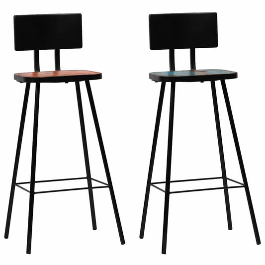vidaXL Bar Stools 2 pcs Solid Reclaimed Wood - Brown - 45 x 36 x 99 cm - 68082