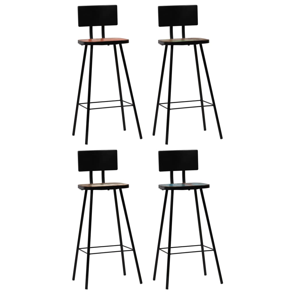 vidaXL Bar Stools 4 pcs Solid Reclaimed Wood - Brown - 45 x 36 x 99 cm - 68086