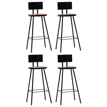 vidaXL Bar Stools 4 pcs Solid Reclaimed Wood - Brown - 45 x 36 x 99 cm - 68086