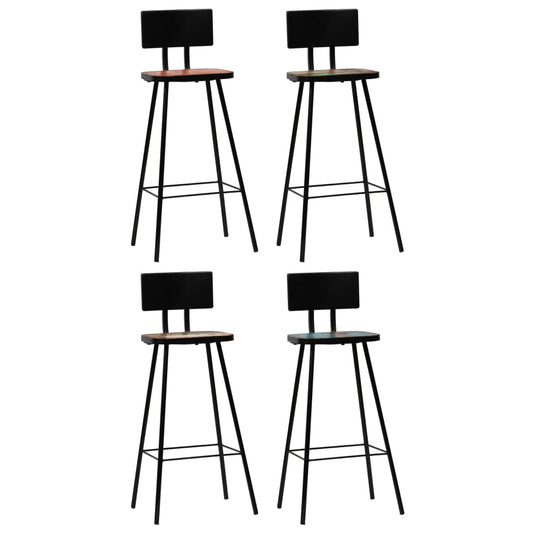 vidaXL Bar Stools 4 pcs Solid Reclaimed Wood - Brown - 45 x 36 x 99 cm - 68086