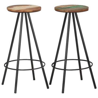 vidaXL Bar Stools 2 pcs Solid Reclaimed Wood - Brown - 30 x 76 x 30 cm