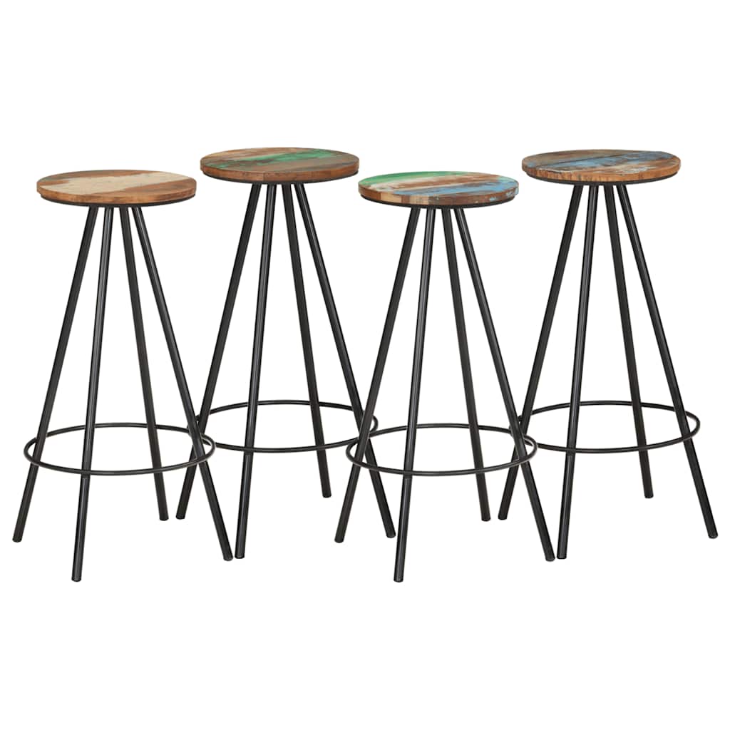 vidaXL Bar Stools 4 pcs Solid Reclaimed Wood - Brown - 30 x 76 x 30 cm