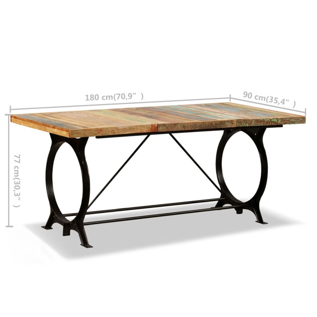 244800 vidaXL Dining Table Solid Reclaimed Wood 180 cm - Brown - 180 x 90 x 77 cm