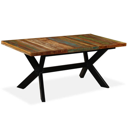 244804 vidaXL Dining Table Solid Reclaimed Wood and Steel Cross 180 cm - Brown - 180 x 90 x 76 cm