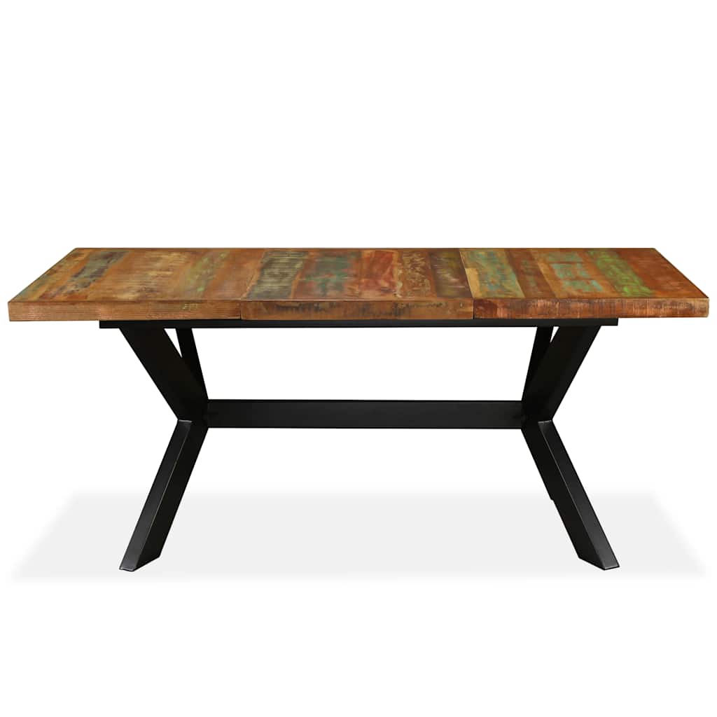 244804 vidaXL Dining Table Solid Reclaimed Wood and Steel Cross 180 cm - Brown - 180 x 90 x 76 cm