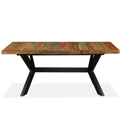 244804 vidaXL Dining Table Solid Reclaimed Wood and Steel Cross 180 cm - Brown - 180 x 90 x 76 cm