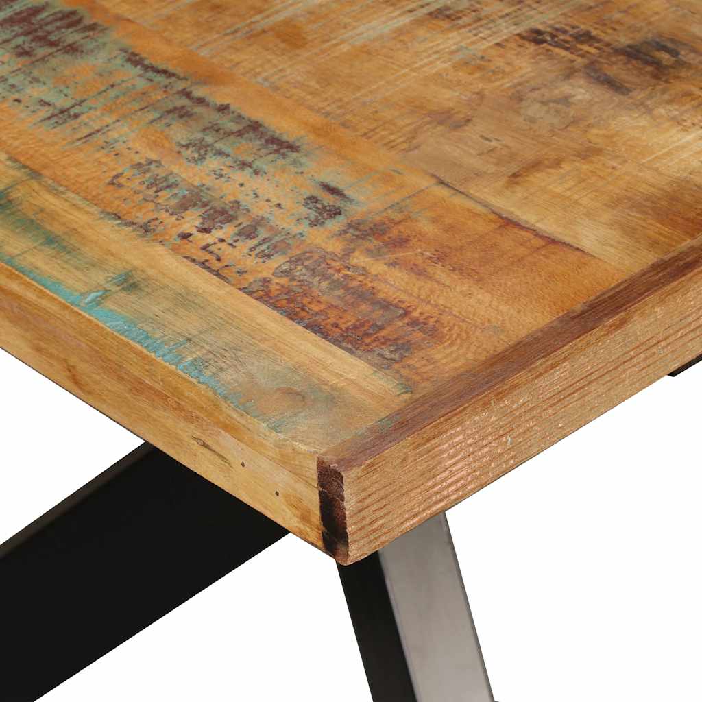 244804 vidaXL Dining Table Solid Reclaimed Wood and Steel Cross 180 cm - Brown - 180 x 90 x 76 cm