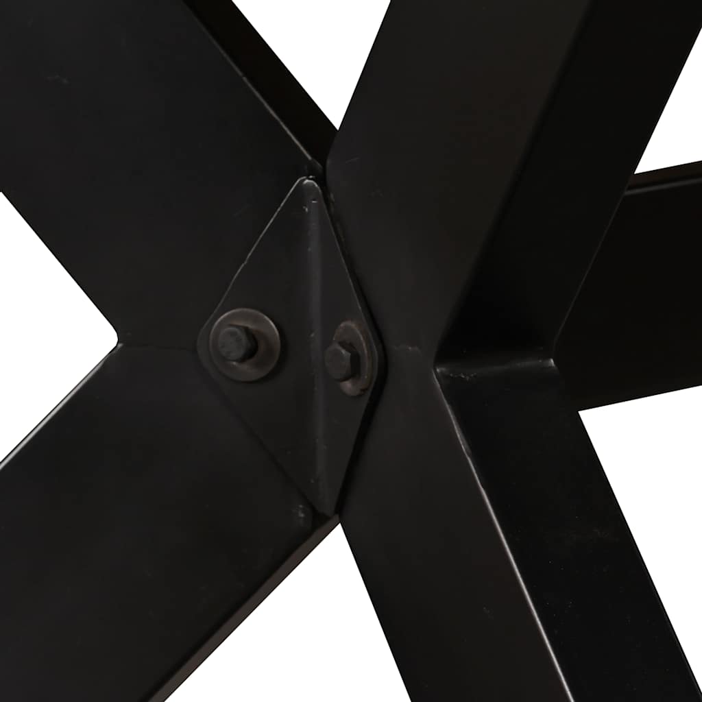 244804 vidaXL Dining Table Solid Reclaimed Wood and Steel Cross 180 cm - Brown - 180 x 90 x 76 cm